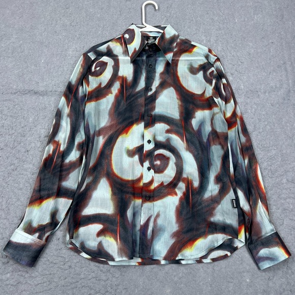 Gianni Versace Shirt Mens Medium Multi Swirl Lightweight Button Up Couture Italy - Picture 1 of 10